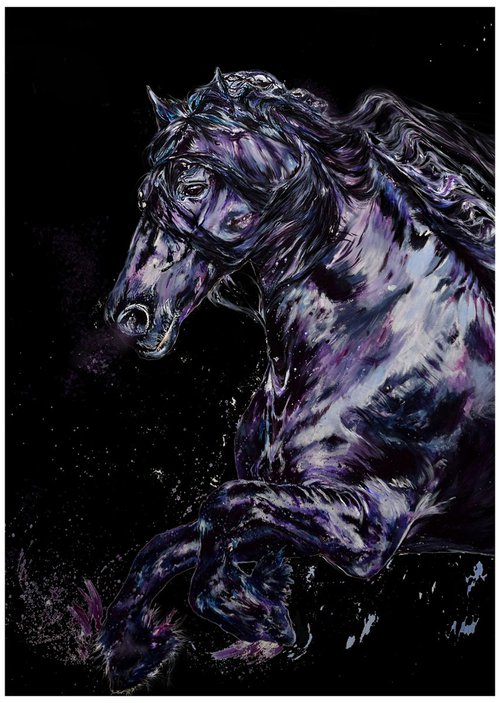 Friesian / 23" x 16.5" Limited Edition Digital Poster 2/100 / Office Home Equine Modern by Anna Sidi-Yacoub