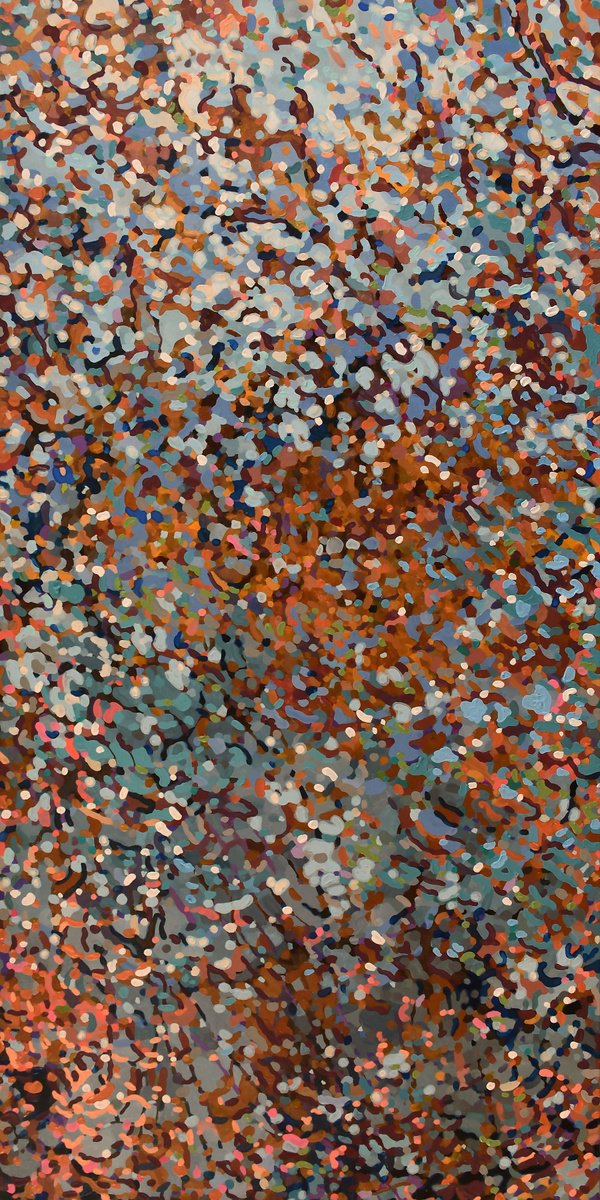 Organic Abstract Acrylic Painting By Margaret Juul, 24 X 48", Autumn Breeze Ii, Original Artwork