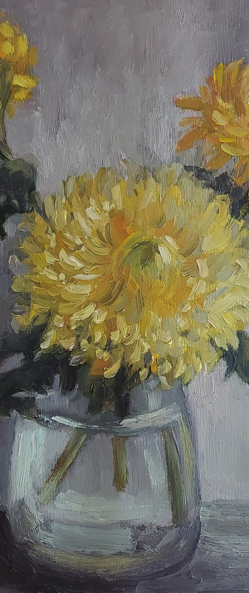 Oil flowers "Chrysantemums" by Olena Kolotova