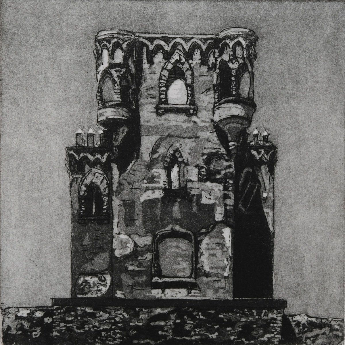 Illustrative Cityscapes Etchings & Engravings By Peg Morris, 6 X 6", Tarifa, Original Artwork