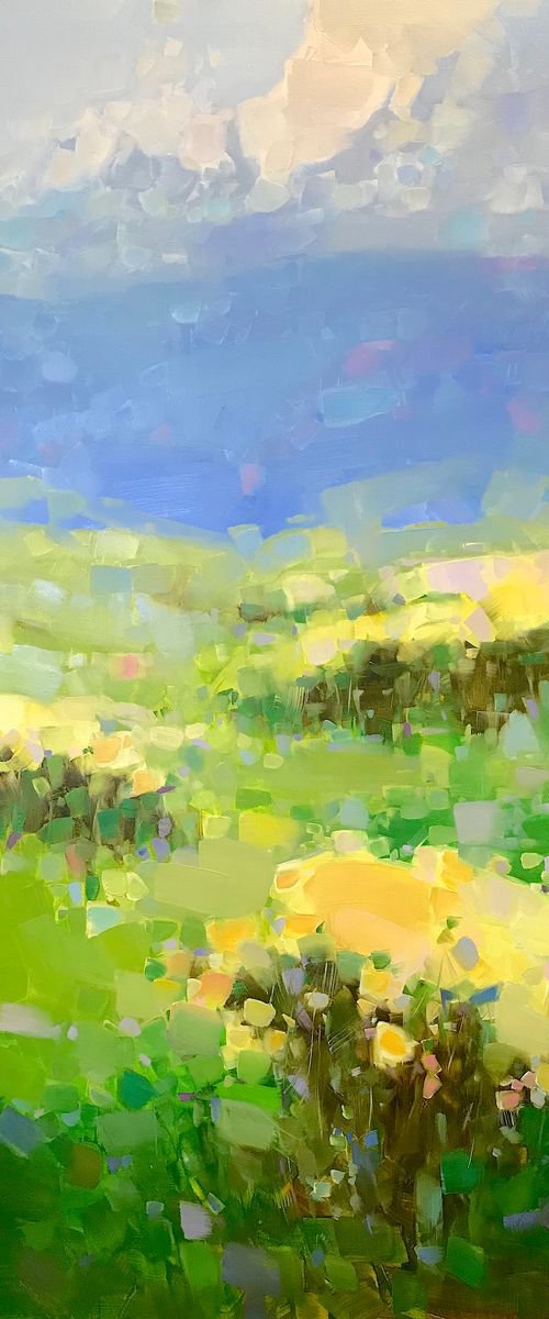 Valley Flowers, Landscape oil painting, One of a kind, Signed, Handmade artwork by Vahe Yeremyan