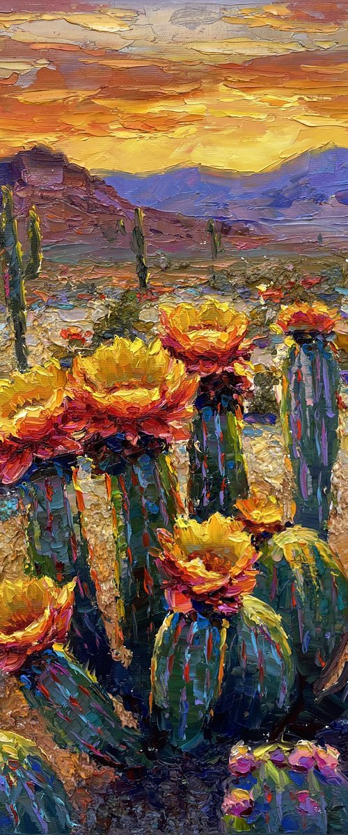 "Flowering Canyon cacti " by Evgeny Chernyakovsky