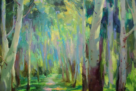 Road in greenery Oil painting by Alisa Onipchenko-Cherniakovska 