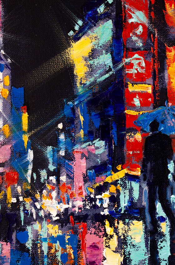 Abstract cityscape .A walk in the night city