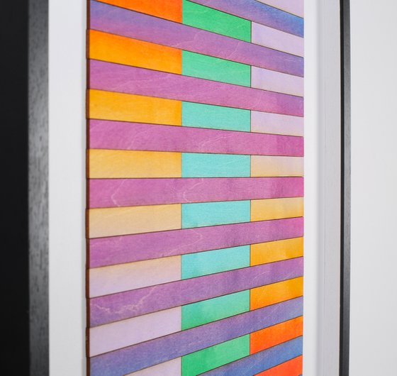 Three Panel Abstract Geometric Gradient Painting Number SIX