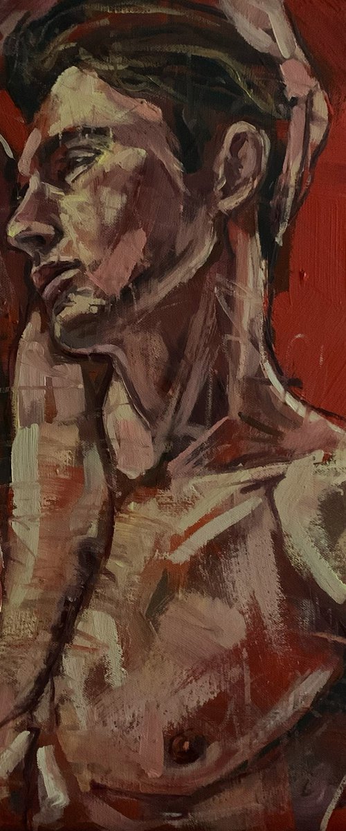 Male nude gay erotic art naked man painting by Emmanouil Nanouris