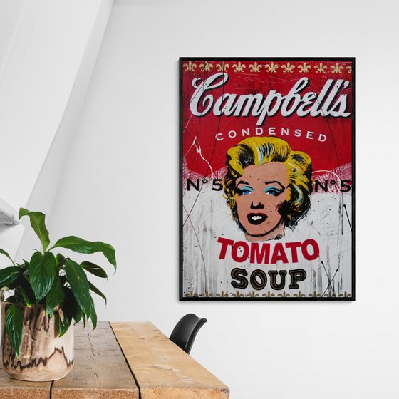 Tomato Marilyn 140cm x 100cm Marilyn Monroe Campbell's Soup Textured Urban Pop Art