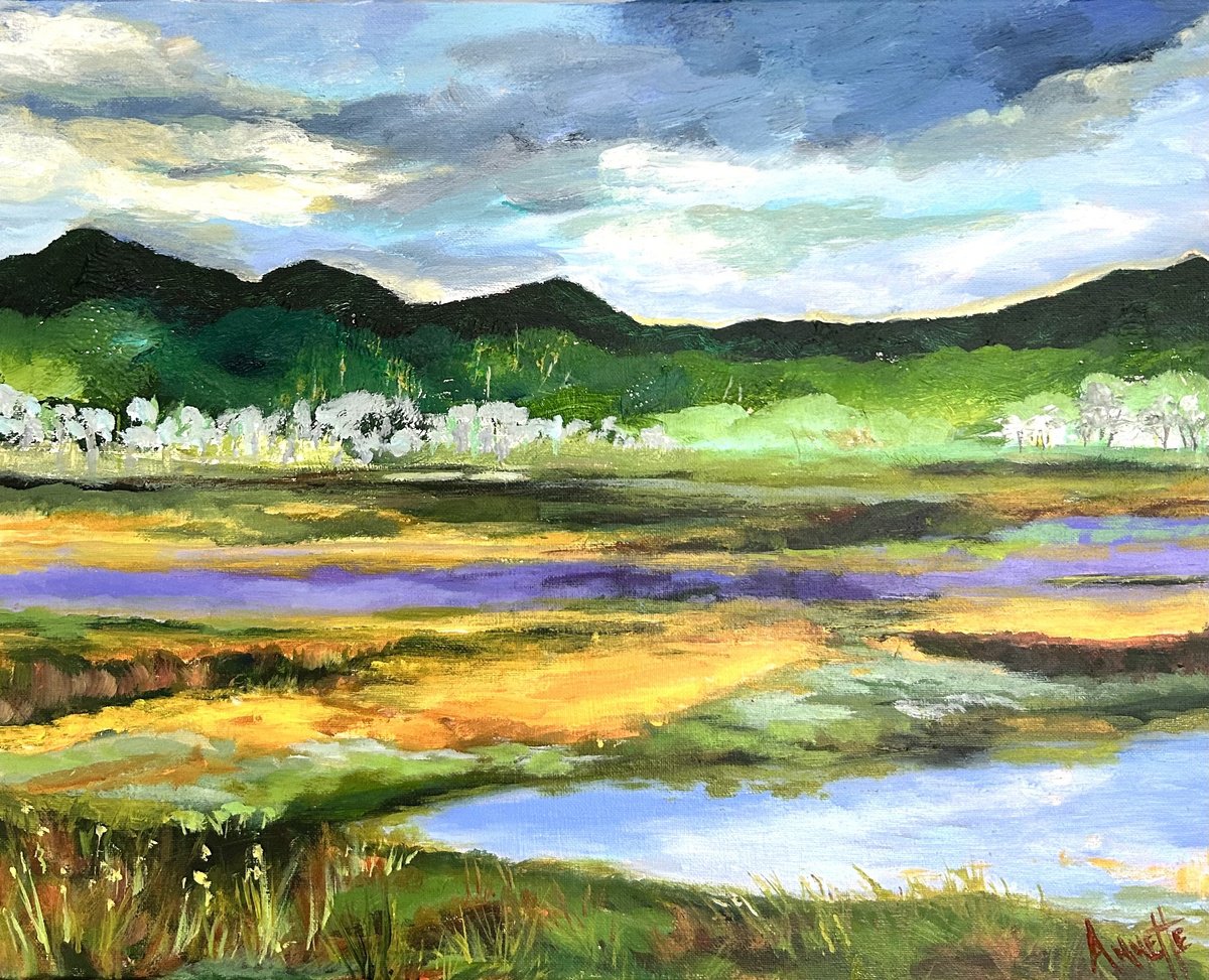 Impressionistic Painting , Bird Refuge By Annette Wolters, 20 X 16, Artwork For Sale On Artfinder