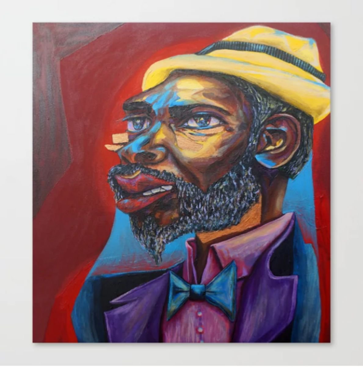 Surrealistic Portrait Acrylic Painting By Kimi Kaa, 24 X 25", Thelonious Monk (Jazz Series), Original Artwork