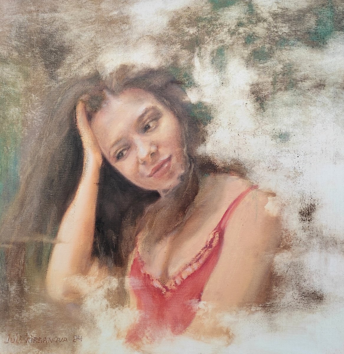 Impressionistic Portrait Oil Painting By Yuliia Kyrsanova, 20 X 20", Harmonious, Original Artwork