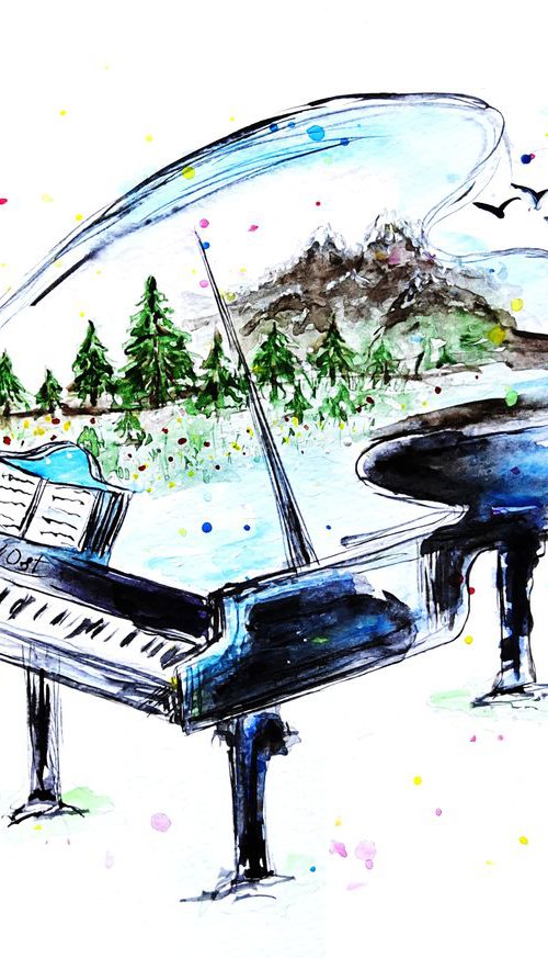 Piano with nature by Luba Ostroushko