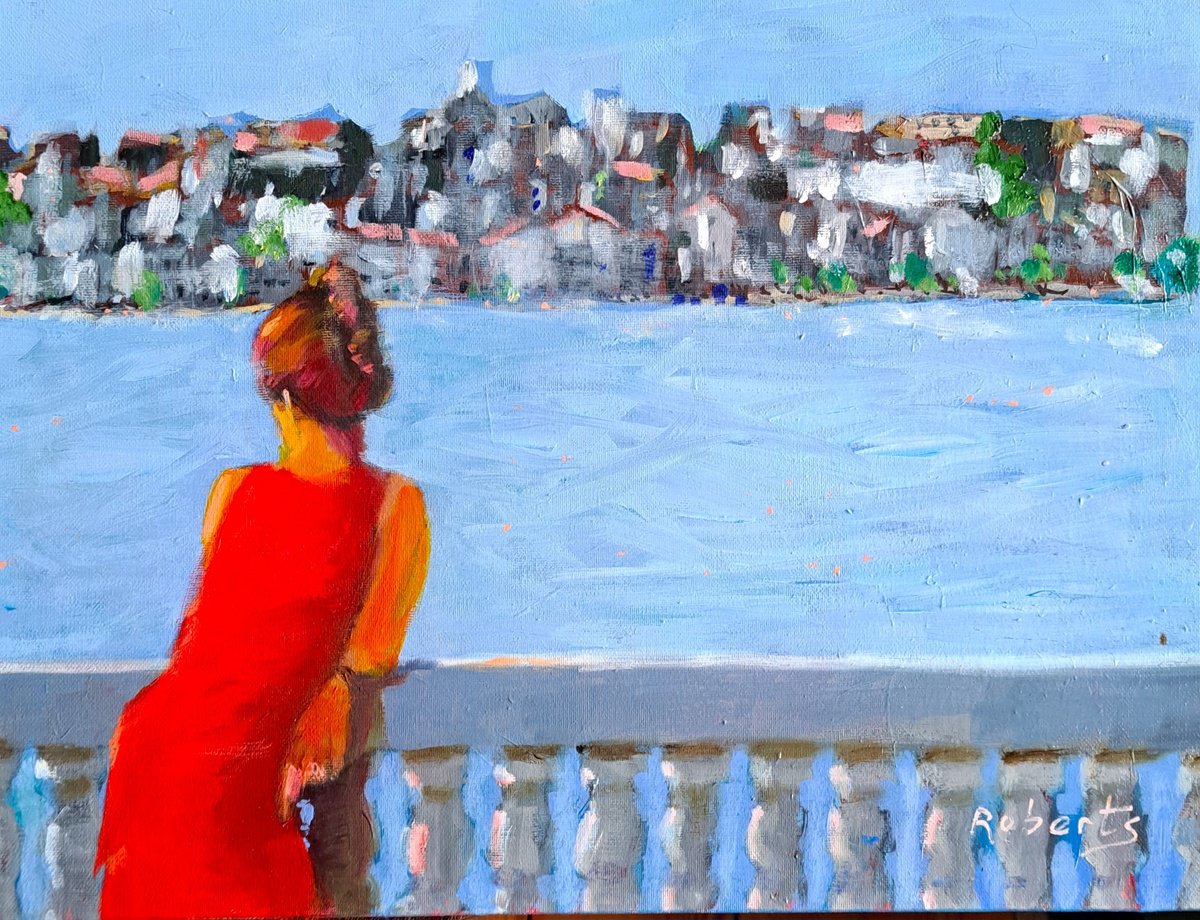 Impressionistic Portrait Acrylic Painting By Rosalind Roberts, 16 X 12", Something Tells Me, Original Artwork