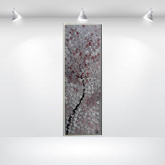 Hundred Wishes ll acrylic abstract painting cherry blossoms nature painting framed canvas wall art