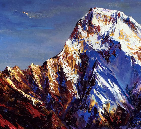 Annapurna Mountains painting art Everest Mountain Himalayas Nepal