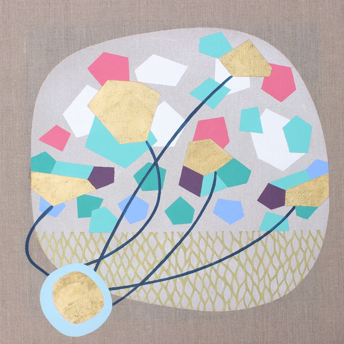 Organic Abstract Acrylic Painting By Lucie Jirku, 24 X 24", Made Of My Memories 1, Original Artwork