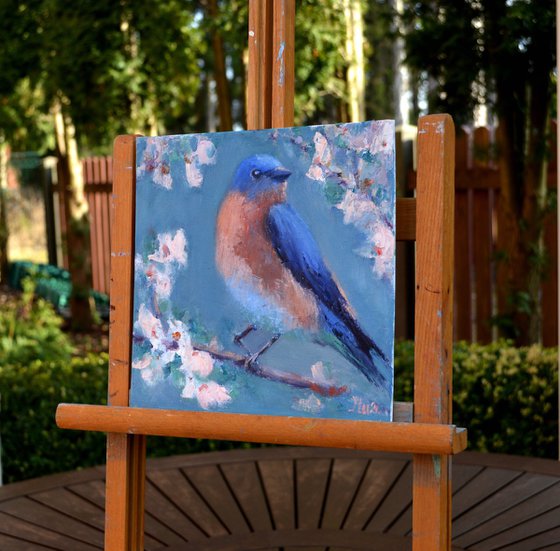 Bird on a flowering branch