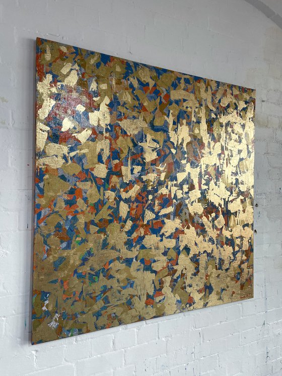 Fortune News- 127cm squ - mixed media on canvas