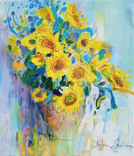 Sunflowers on white