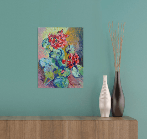 Red geranium flowers