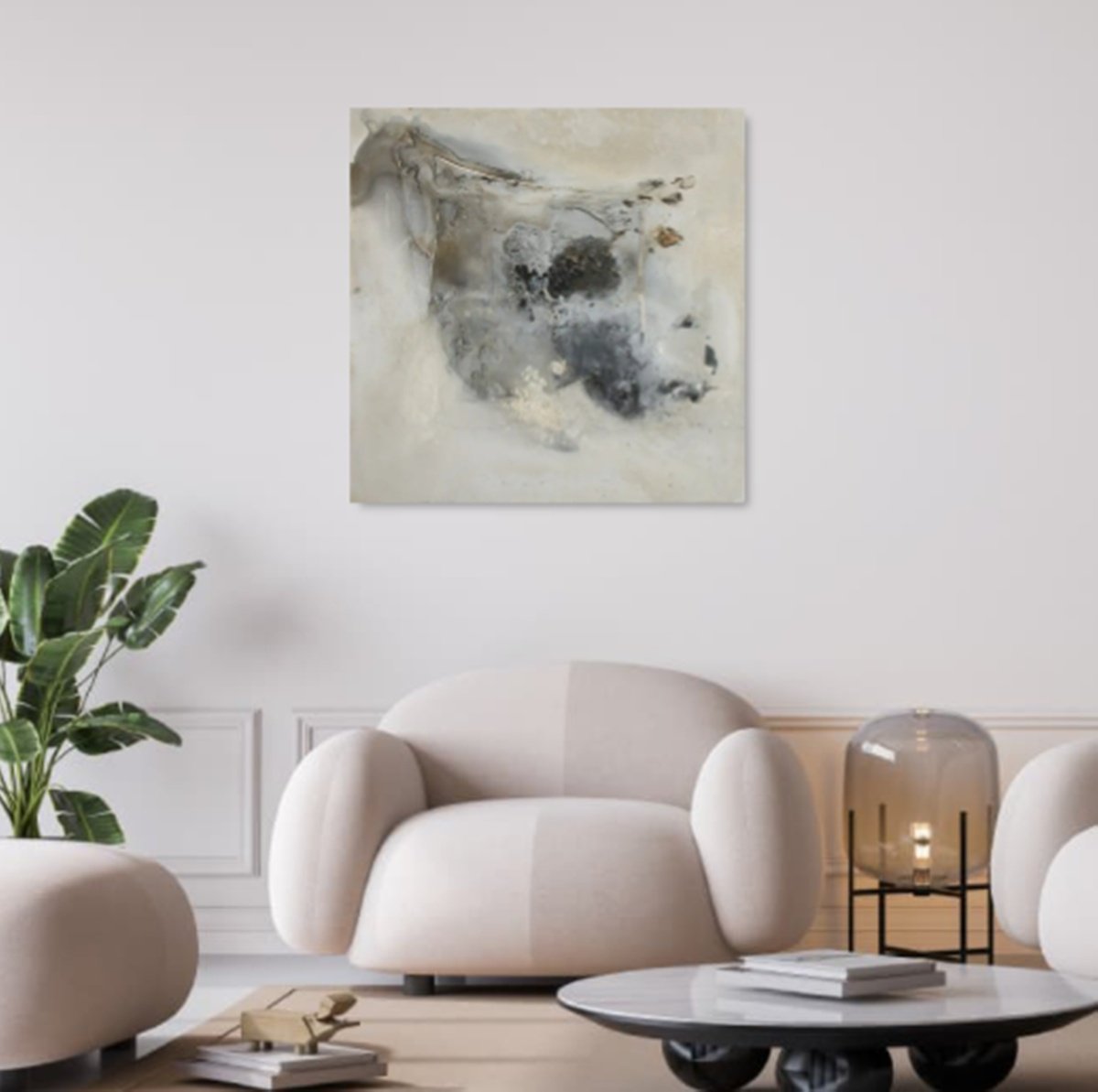 Abstract Acrylic Painting By Christa Haack, 33 X 33, Transfer 1, Original Artwork