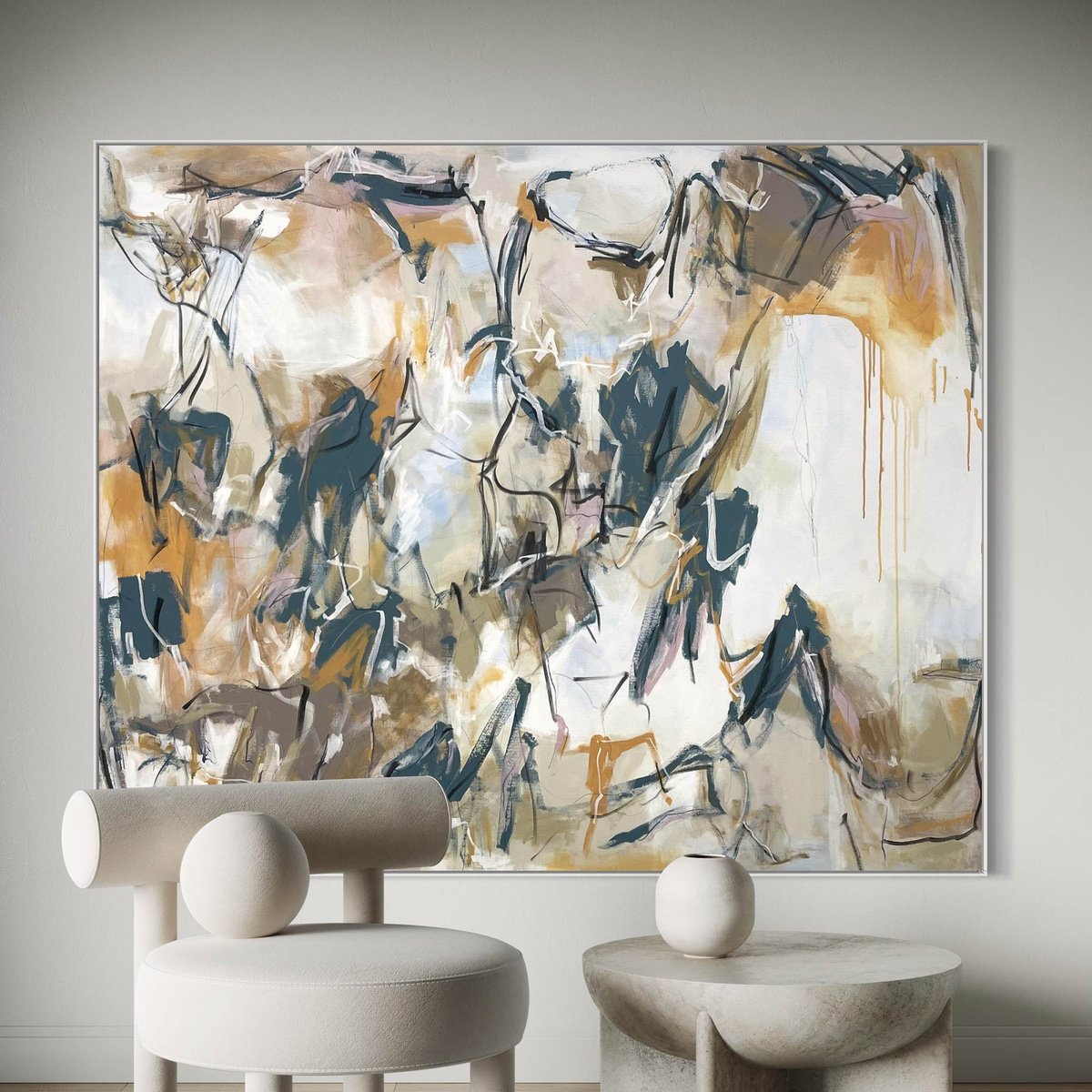 Expressive Abstract Acrylic Painting By Cheryl Harrison, 67 X 55, Wisdom, Original Artwork