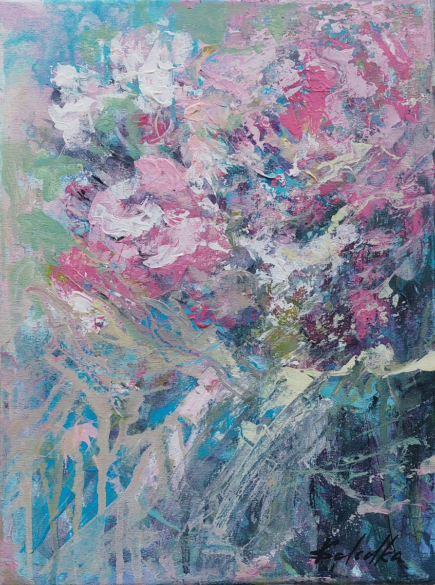 Abstract Acrylic Painting By Katia Solodka, 12 X 16", Garden Of Hope 4, Original Artwork