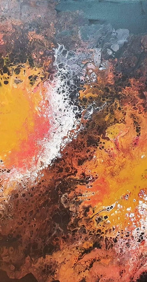 Fluid Yellow Abstract by Deimante Bruzguliene