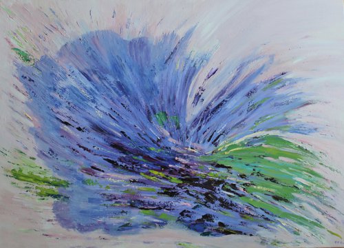 Blue abstract Floral by Therese O'Keeffe