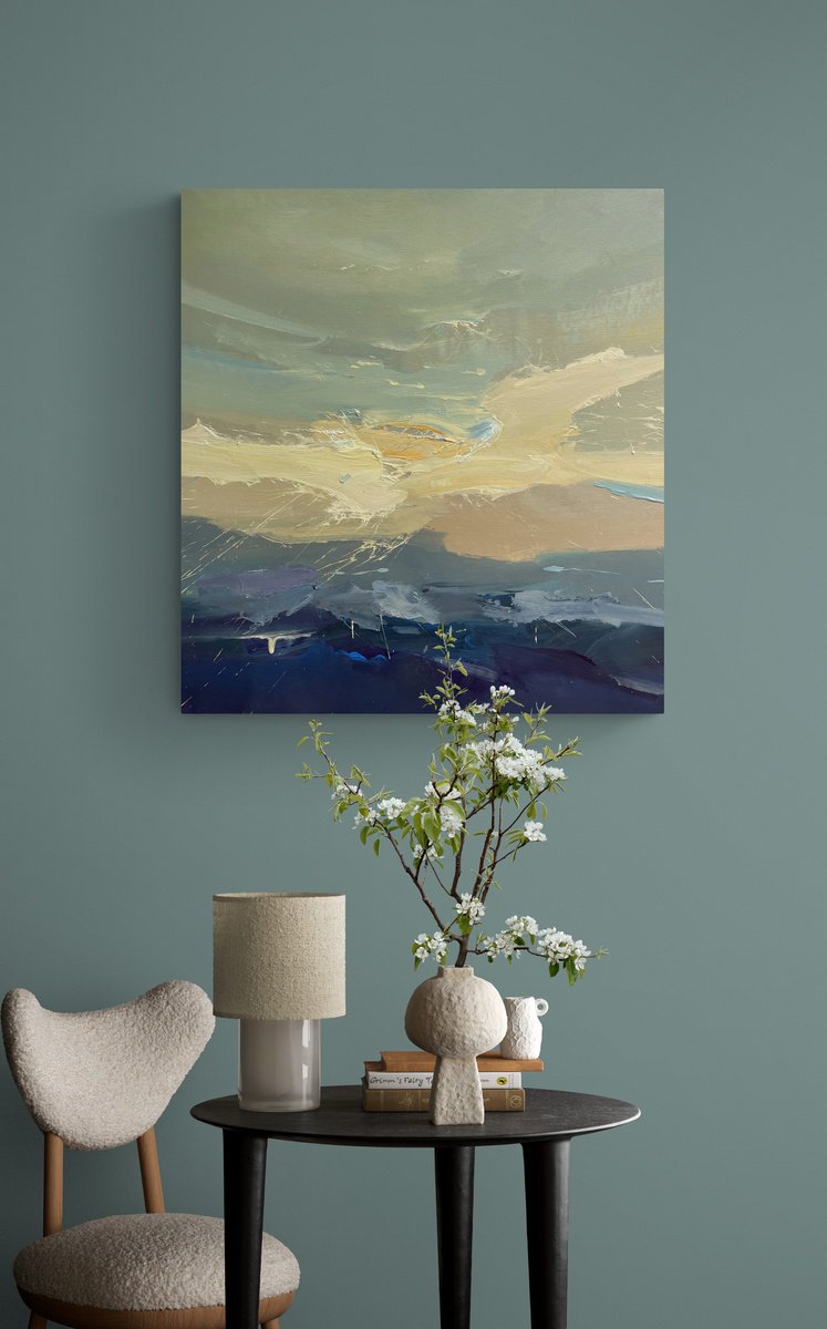 Abstract Acrylic Painting By Nazarii Medvid, 36 X 39", Depth Of Nature 224, Original Artwork