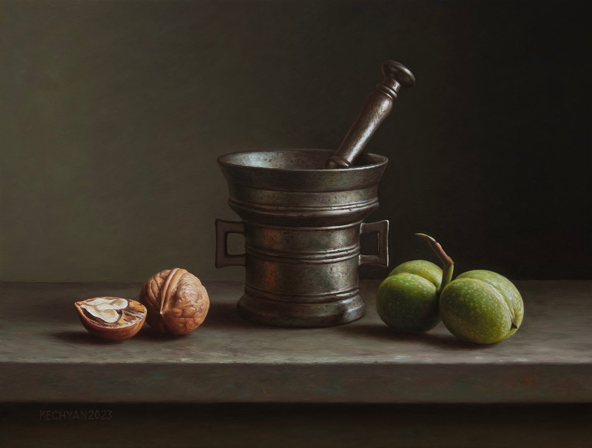 Walnuts with a bronze mortar by Albert Kechyan