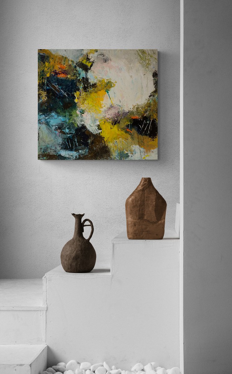 Organic Abstract Acrylic Painting By Egle Kurlianskaite, 26 X 24, Joy Of Life, Original Artwork