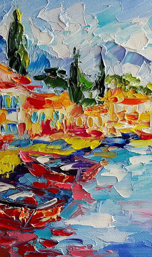 Journey through the Crimea - landscape, oil painting, street scenery, painting on canvas, impressionism, city, gift by Anastasia Kozorez