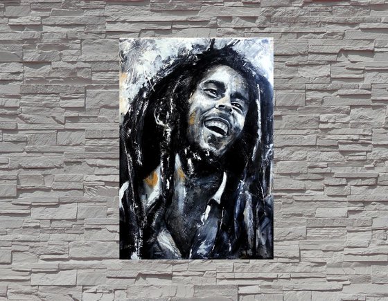 MIXED MEDIA PAINTING-BOB MARLEY