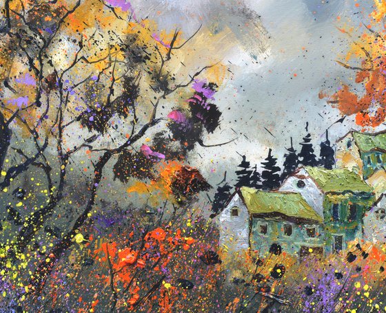 Three houses in autumn  -7723