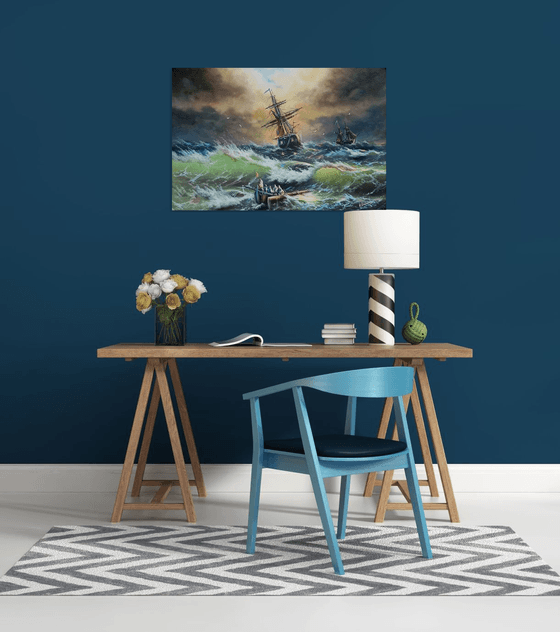 Restless sea -2 (60x90cm, oil painting)