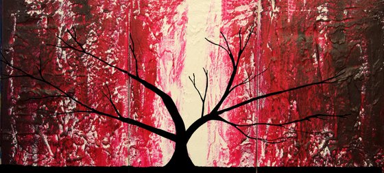 Burgundy Tree of Life artwork in acrylic alt version