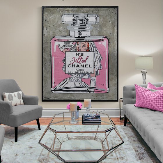 Chanel Jilted No.5 120cm x 150cm Chanel Perfume Concrete Urban Pop Art Custom Etched Frame