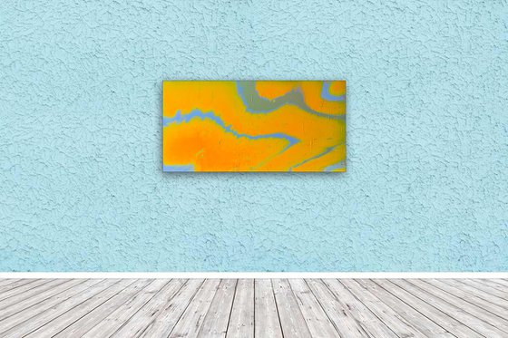 "Staring At The Sun" - FREE USA SHIPPING - Original Abstract PMS Fluid Acrylic Painting - 36 x 18 inches