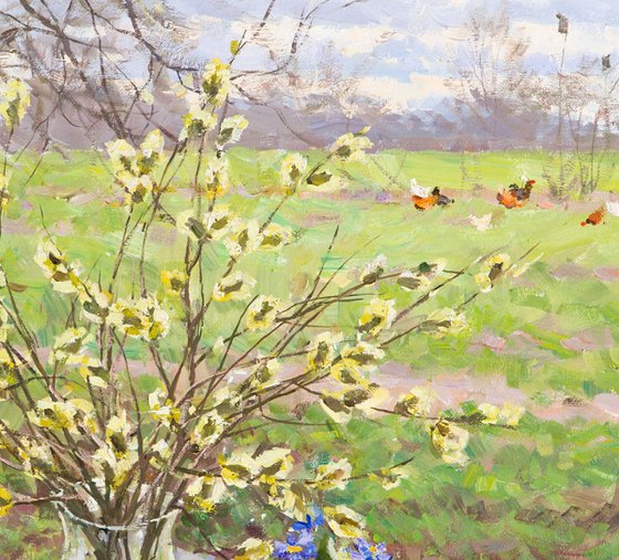 Still Life with Pussy-Willows and Snowdrops