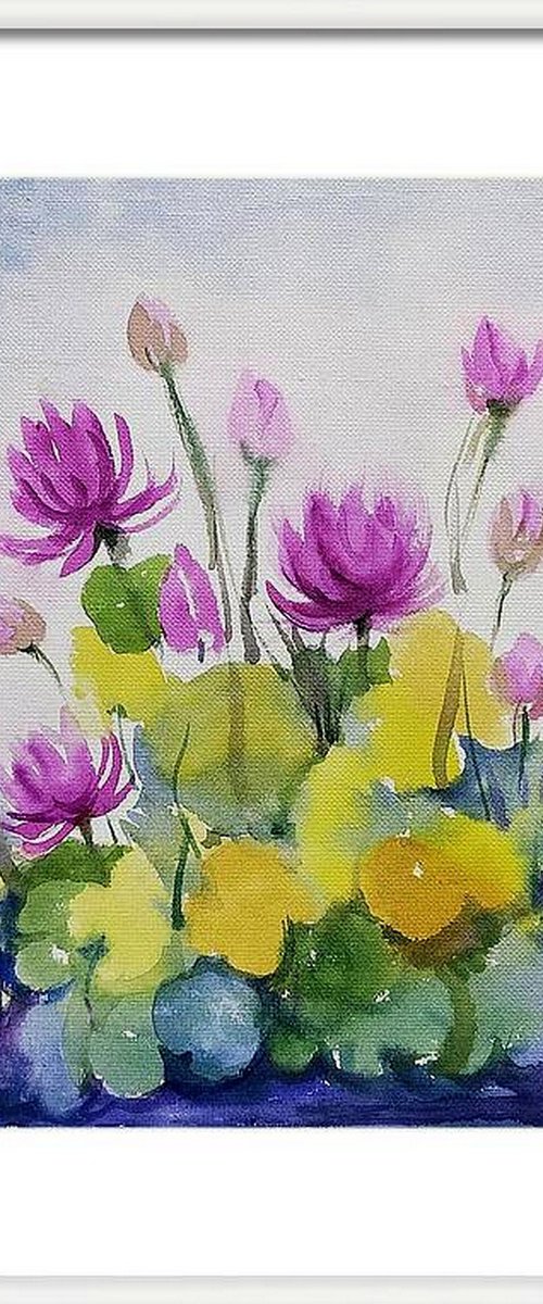 Magenta water lilies SL 15 by Asha Shenoy