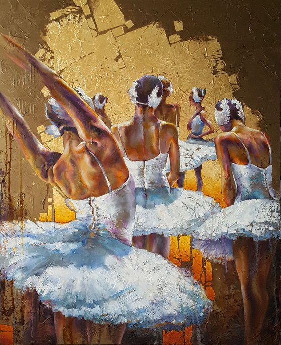 Painting "Premiere" , original large artwork, Ballet, Ballerina, ballet dancer