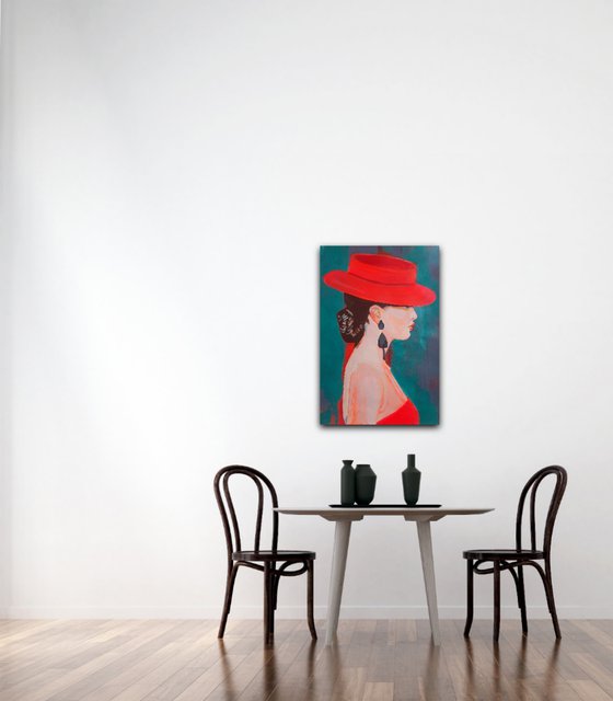 Lady in red / 70 x 47 cm