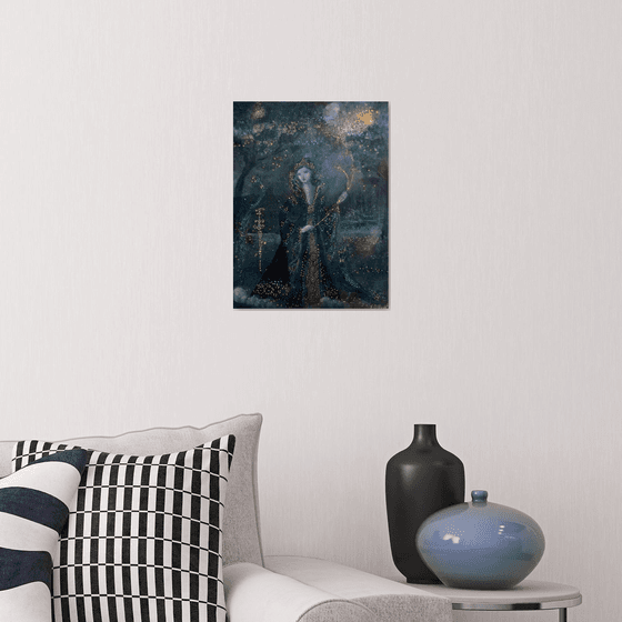 "The blue hour" mix media on wood 40x30cm