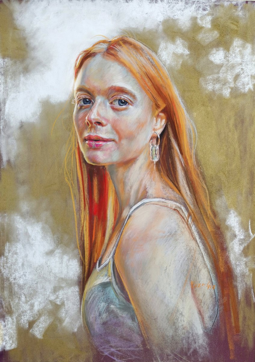 Impressionistic Pastel Drawing , Sunbeam Girl By Elza Slo, 31 X 24, Artwork For Sale On Artfinder