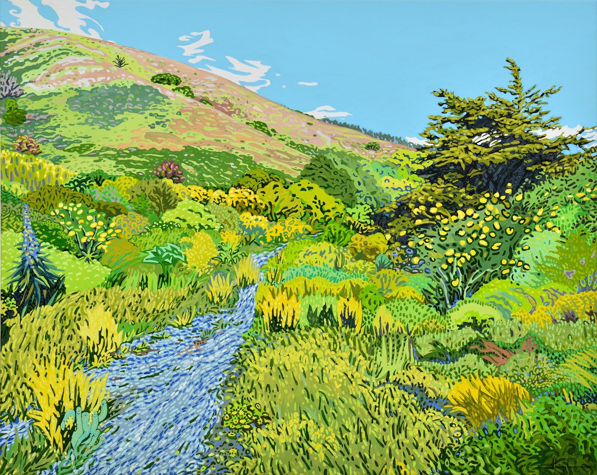 Organic Landscape Acrylic Painting By Alex Nizovsky, 30 X 24, Cavallo Point Valley, Original Artwork
