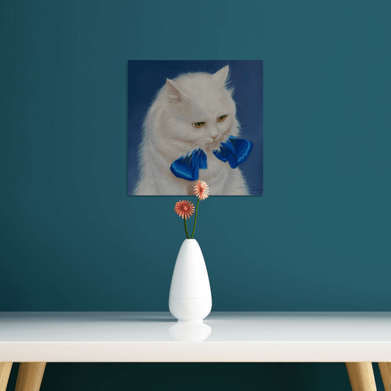 Cat Cupid. Pet portrait.. Original Pastel Portrait