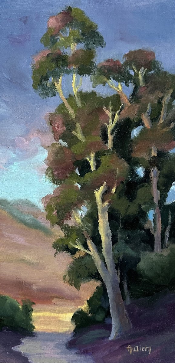 Impressionistic Landscape Oil Painting By Grace Diehl, 6 X 12, Twins, Original Artwork