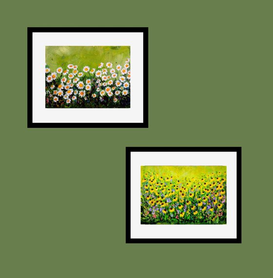 Set of Two - Floral meadows on Postcards