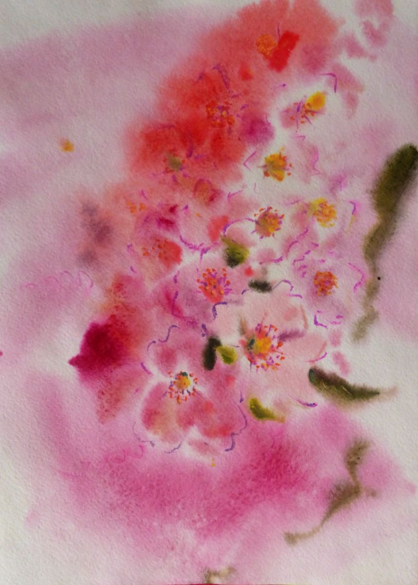 In pink, watercolor 21x30 cm by Nastasia Chertkova