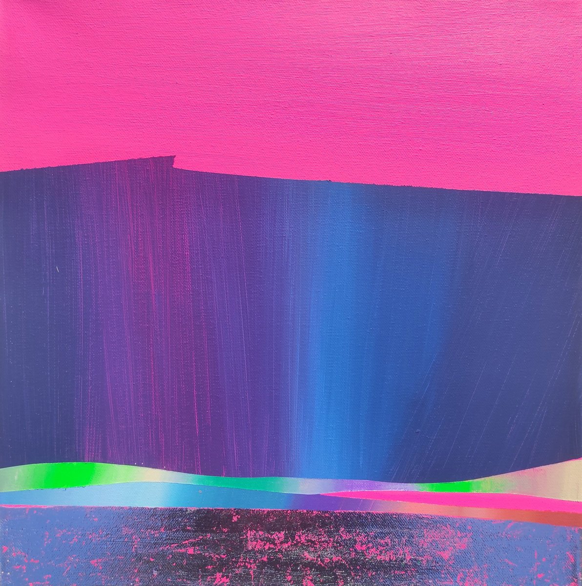 Organic Landscape Acrylic Painting By Kaliya Ka, 16 X 16", Mixed Reality, Original Artwork